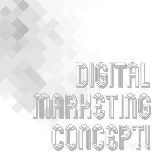 显示数字营销概念的概念手写商业照片文本营销的产品使用数字技术网格